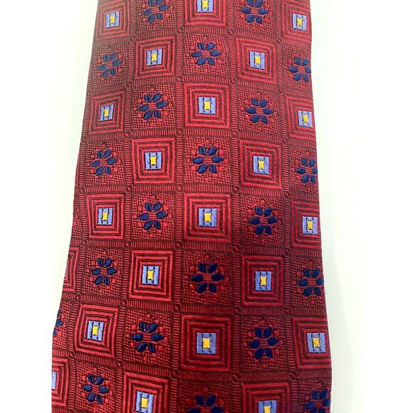 Robert Talbott Men's Necktie Tie Silk Red Blue Classic - Picture 5 of 6